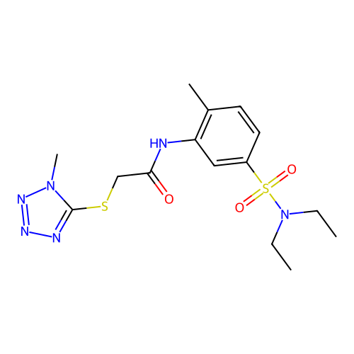 N-[5-(diethylsulfamoyl)-2-methylphenyl]-2-(1-methyltetrazol-5-yl)sulfanylacetamide structure