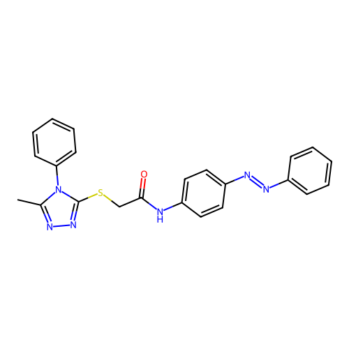 2-[(5-methyl-4-phenyl-1,2,4-triazol-3-yl)sulfanyl]-N-(4-phenyldiazenylphenyl)acetamide structure