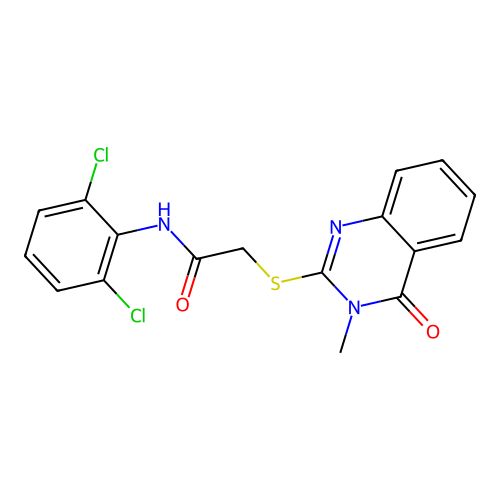 N-(2,6-dichlorophenyl)-2-(3-methyl-4-oxoquinazolin-2-yl)sulfanylacetamide structure