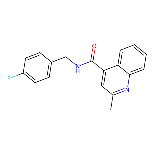N-[(4-fluorophenyl)methyl]-2-methylquinoline-4-carboxamide structure