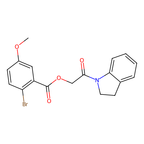 [2-(2,3-Dihydroindol-1-yl)-2-oxoethyl] 2-bromo-5-methoxybenzoate structure