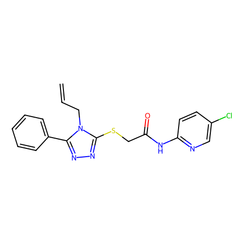 N-(5-chloropyridin-2-yl)-2-[(5-phenyl-4-prop-2-enyl-1,2,4-triazol-3-yl)sulfanyl]acetamide structure