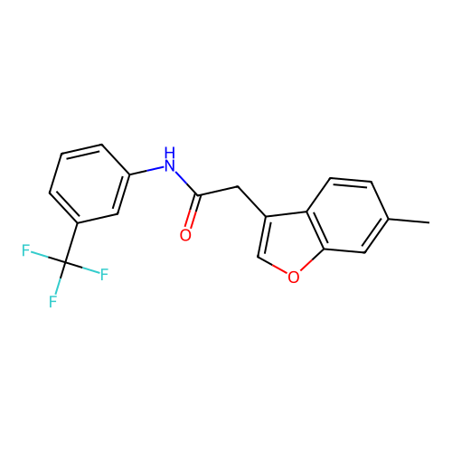 2-(6-methyl-1-benzofuran-3-yl)-N-[3-(trifluoromethyl)phenyl]acetamide structure