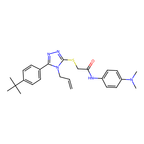 2-{[5-(4-tert-butylphenyl)-4-(prop-2-en-1-yl)-4H-1,2,4-triazol-3-yl]sulfanyl}-N-[4-(dimethylamino)phenyl]acetamide structure