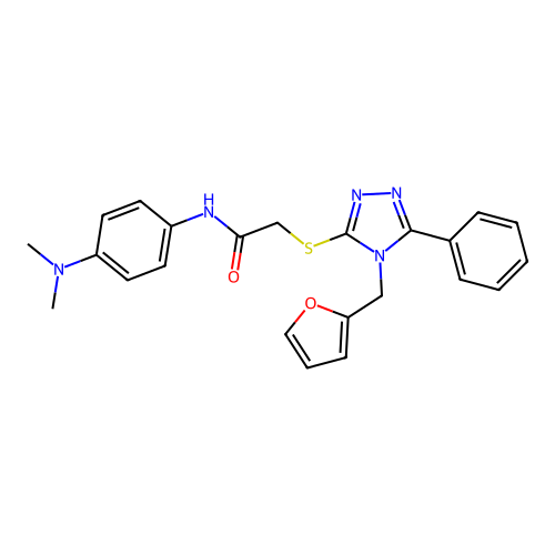 N-[4-(dimethylamino)phenyl]-2-{[4-(furan-2-ylmethyl)-5-phenyl-4H-1,2,4-triazol-3-yl]sulfanyl}acetamide structure