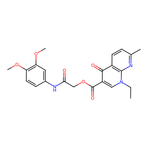 [(3,4-dimethoxyphenyl)carbamoyl]methyl 1-ethyl-7-methyl-4-oxo-1,4-dihydro-1,8-naphthyridine-3-carboxylate structure