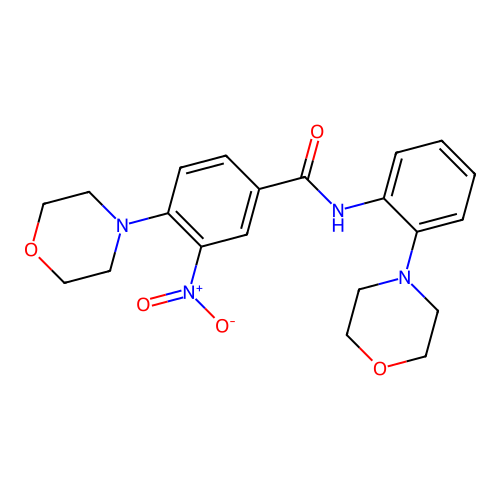 4-morpholin-4-yl-N-(2-morpholin-4-ylphenyl)-3-nitrobenzamide structure
