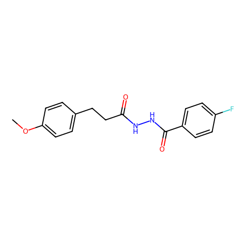 4-fluoro-N'-[3-(4-methoxyphenyl)propanoyl]benzohydrazide structure