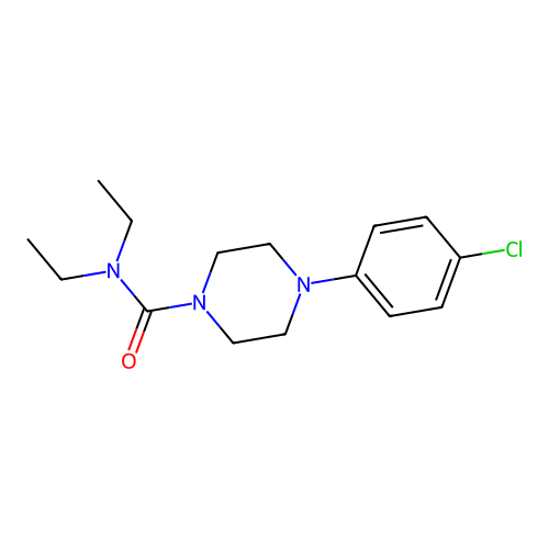 4-(4-chlorophenyl)-N,N-diethylpiperazine-1-carboxamide structure
