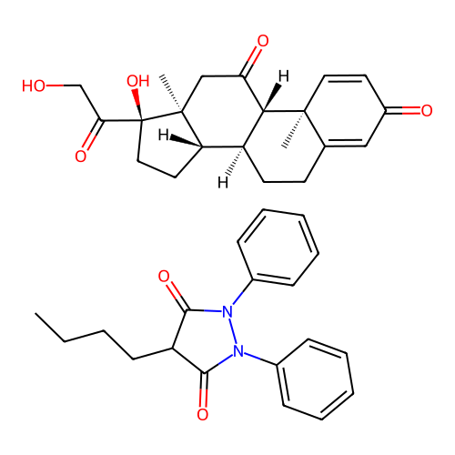 Phenylbutazone mixture with prednisolone structure