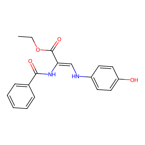 2-Propenoicacid, 2-(benzoylamino)-3-[(4-hydroxyphenyl)amino]-,ethyl ester structure