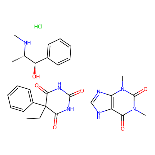 Ephedrine mixture with phenobarbital and theophylline structure