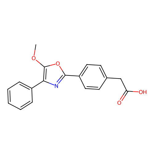 Benzeneacetic acid, 4-(5-methoxy-4-phenyl-2-oxazolyl)- structure