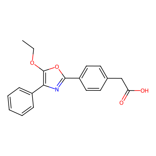 Benzeneacetic acid, 4-(5-ethoxy-4-phenyl-2-oxazolyl)- structure