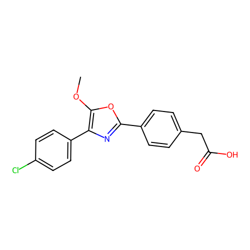 Benzeneacetic acid, 4-(4-(4-chlorophenyl)-5-methoxy-2-oxazolyl)- structure