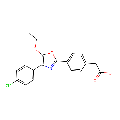 Benzeneacetic acid, 4-(4-(4-chlorophenyl)-5-ethoxy-2-oxazolyl)- structure