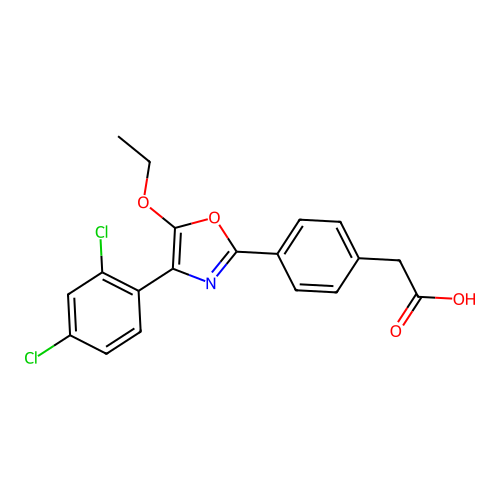 Benzeneacetic acid, 4-(4-(2,4-dichlorophenyl)-5-ethoxy-2-oxazolyl)- structure