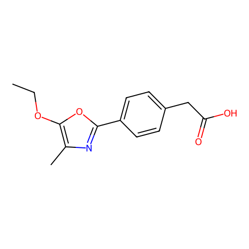 Benzeneacetic acid, 4-(5-ethoxy-4-methyl-2-oxazolyl)- structure