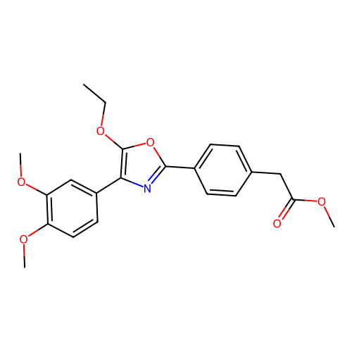 Benzeneacetic acid, 4-(4-(3,4-dimethoxyphenyl)-5-ethoxy-2-oxazolyl)-, methyl ester structure