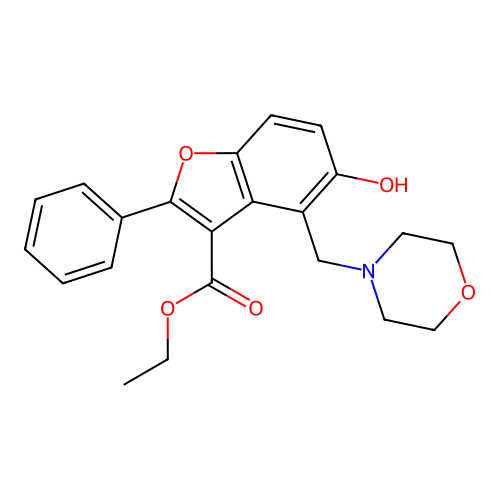 Ethyl 5-hydroxy-4-(morpholin-4-ylmethyl)-2-phenyl-1-benzofuran-3-carboxylate structure