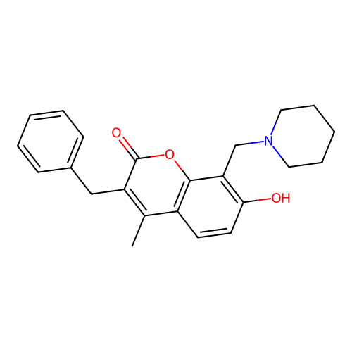 3-benzyl-7-hydroxy-4-methyl-8-(piperidin-1-ylmethyl)-2H-chromen-2-one structure