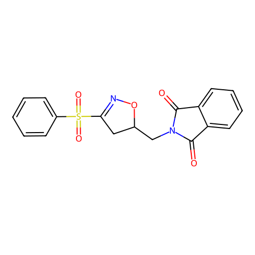 2-[[3-(Benzenesulfonyl)-4,5-dihydro-1,2-oxazol-5-yl]methyl]isoindole-1,3-dione structure