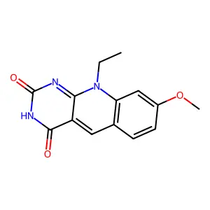 Purimido(4,5-b)quinoline-2,4(3H,10H)-dione, 10-ethyl-8-methoxy- structure