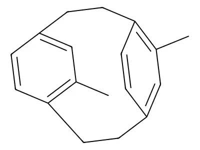 Tricyclo(8.2.2.24,7)hexadeca-4,6,10,12,13,15-hexaene, 5,11-dimethyl- structure