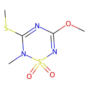2H-1,2,4,6-Thiatriazine, 5-methoxy-2-methyl-3-(methylthio)-, 1,1-dioxide structure