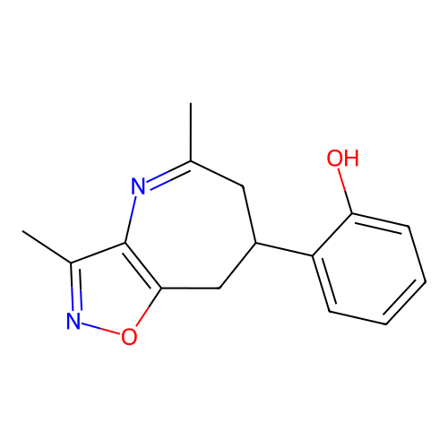 2-(3,5-dimethyl-7,8-dihydro-6H-[1,2]oxazolo[4,5-b]azepin-7-yl)phenol structure