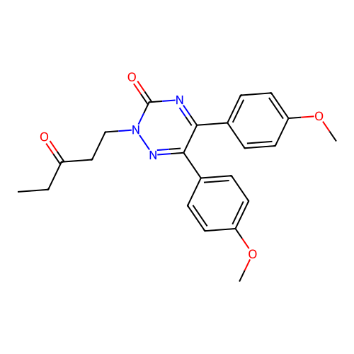 1,2,4-Triazin-3(2H)-one, 5,6-bis(4-methoxyphenyl)-2-(3-oxopentyl)- structure