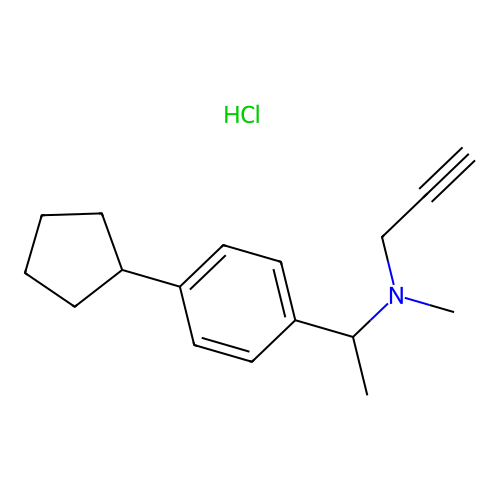 Benzenemethanamine, 4-cyclopentyl-N,alpha-dimethyl-N-2-propynyl-, hydrochloride structure