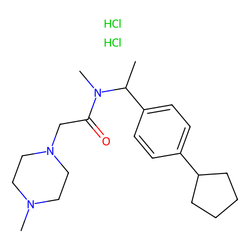 N-(1-(4-Cyclopentylphenyl)ethyl)-N,4-dimethyl-1-piperazineacetamide dihydrochloride hydrate structure