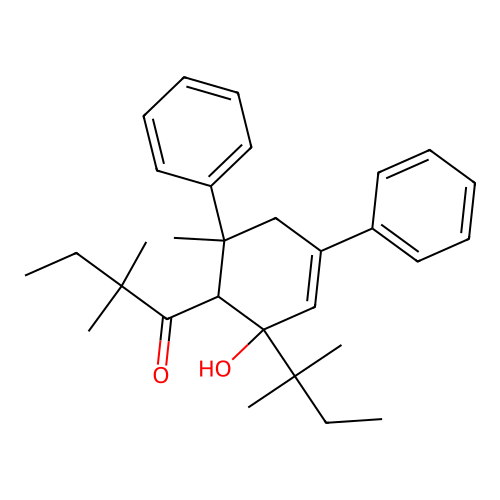 1-[2-hydroxy-6-methyl-2-(2-methylbutan-2-yl)-4,6-diphenylcyclohex-3-en-1-yl]-2,2-dimethylbutan-1-one structure