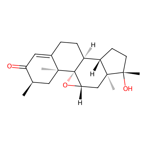 17-Hydroxy-2,17-dimethyl-9,11-epoxyandrost-4-en-3-one structure
