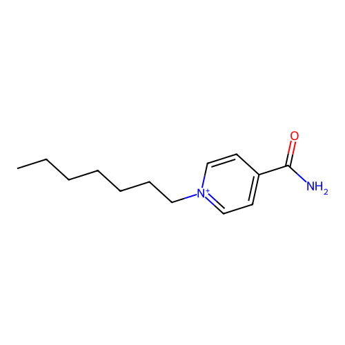 4-(Aminocarbonyl)-1-heptylpyridinium structure