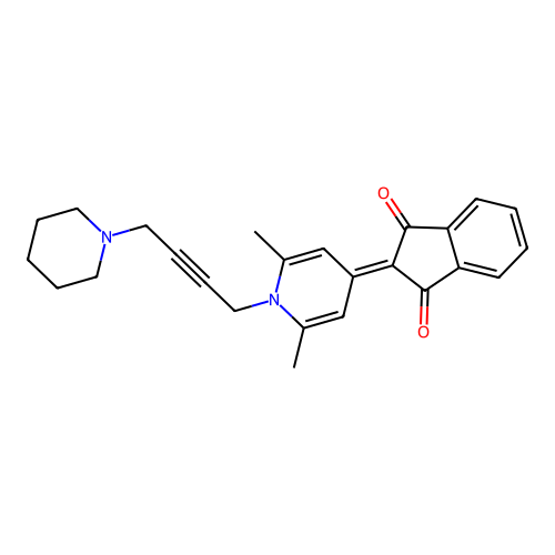 2-[2,6-Dimethyl-1-(4-piperidin-1-ylbut-2-ynyl)pyridin-4-ylidene]indene-1,3-dione structure