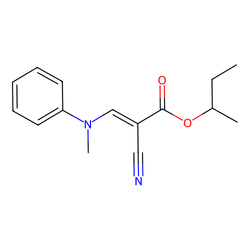 2-Propenoic acid, 2-cyano-3-(methylphenylamino)-, 1-methylpropyl ester structure