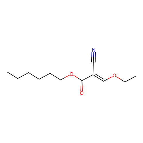 2-Propenoic acid, 2-cyano-3-ethoxy-, hexyl ester structure