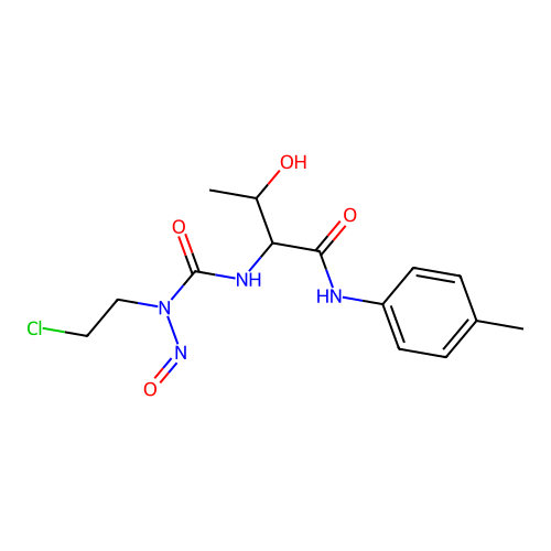 2-[[2-chloroethyl(nitroso)carbamoyl]amino]-3-hydroxy-N-(4-methylphenyl)butanamide structure