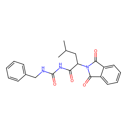 N-(benzylcarbamoyl)-2-(1,3-dioxoisoindol-2-yl)-4-methylpentanamide structure