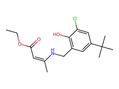 Ethyl 3-[(5-tert-butyl-3-chloro-2-hydroxyphenyl)methylamino]but-2-enoate structure