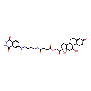 Cortisol-21-hemisuccinate-aminobutylisoluminol structure
