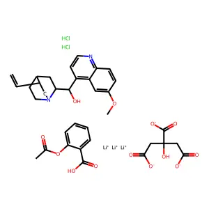 Aspirin mixture with lithium citrate and quinine hydrochloride structure