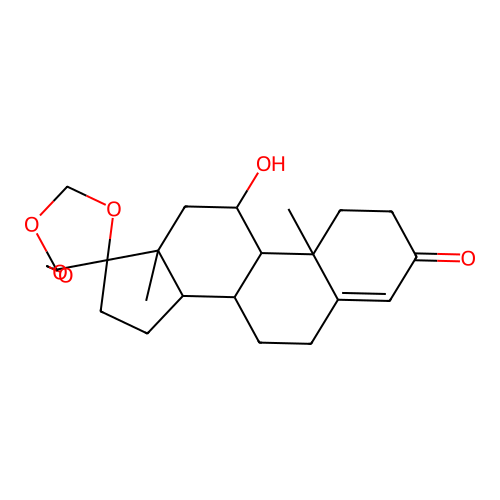 11-hydroxy-10,13-dimethyl-1,6,7,8,9,10,11,12,13,14,15,16-dodecahydrodispiro[cyclopenta[a]phenanthrene-17,4'-[1,3]dioxolane-5',4''-[1,3]dioxolan]-3(2h)-one structure