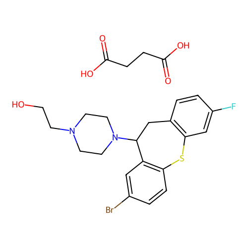 2-Bromo-7-fluoro-11-(4-(2-hydroxyethyl)piperazino)-10,11-dihydrodibenzo(b,f)thiepin succinate structure