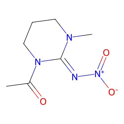 N-(1-acetyl-3-methyl-1,3-diazinan-2-ylidene)nitramide structure