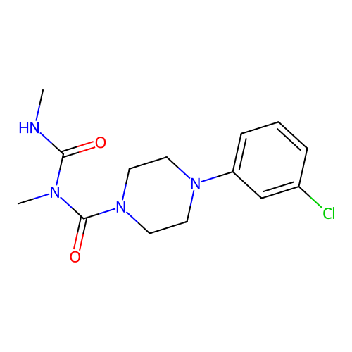 1-Piperazinecarboxamide, 4-(3-chlorophenyl)-N-methyl-N-((methylamino)carbonyl)- structure