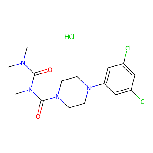 1-(3,5-Dichlorophenyl)-4-(2,4,4-trimethylallophanoyl)piperazine hydrochloride structure