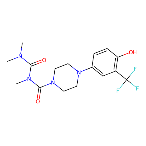 1-(3-Trifluoromethyl-4-hydroxyphenyl)-4-(2,4,4-trimethylallophanoyl)piperazine structure